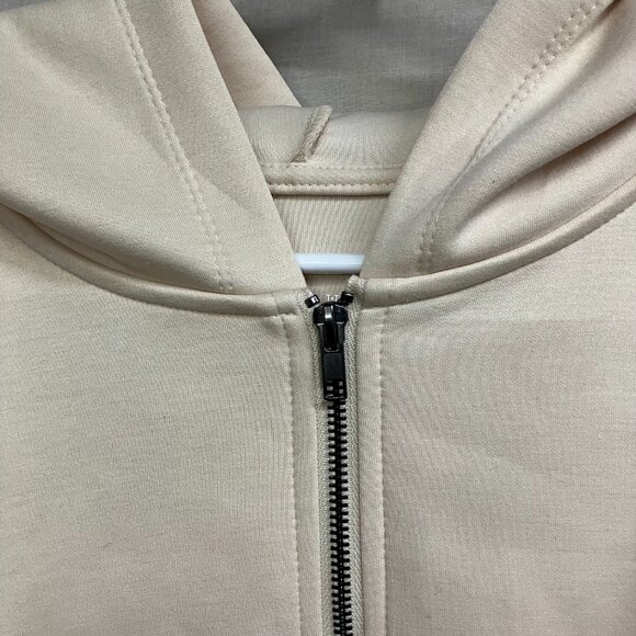 A New Day Women's Large Cream Double Knit Full Zip Hoodie Sweatshirt Long Sleeve - Picture 6 of 10